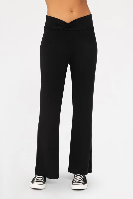 Mono B Cross Pleat Flare Pants Black 30b2393a-3ab9-4705-af30-27df4bd42197-Max