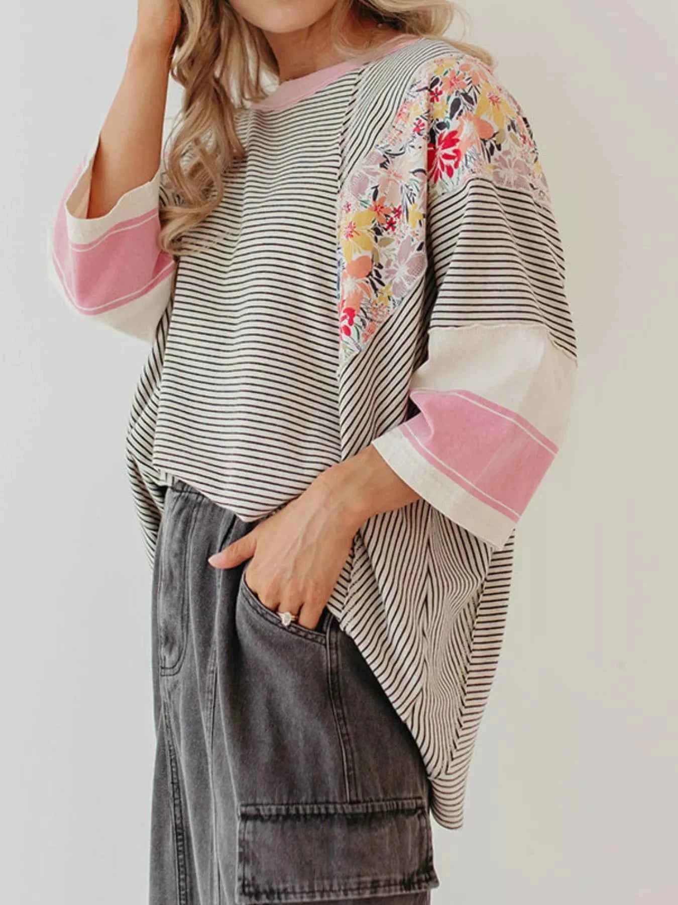 Striped Floral Long Sleeve T-Shirt 3186a555-8843-41eb-987d-dbc574bb30b9-Max-Origin