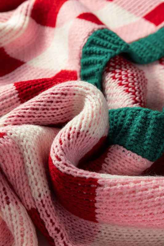 Plaid Bow Open Front Sweater Knit Cardigan 31bd1ee2-582a-44f8-a648-e56f2cf69ae9