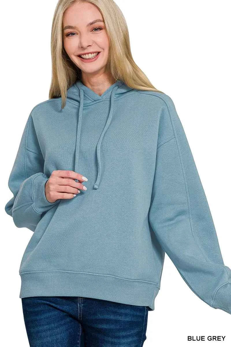 Zenana Drawstring Relaxed Fit Fleece Hoodie BLUE GREY 321d483c00cc4f66ae04db1909102530-Max-Origin