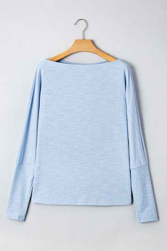 Solid Batwing Long Sleeve Top Beau Blue 338f3f0c-a315-4d47-9599-9842e224bf8c