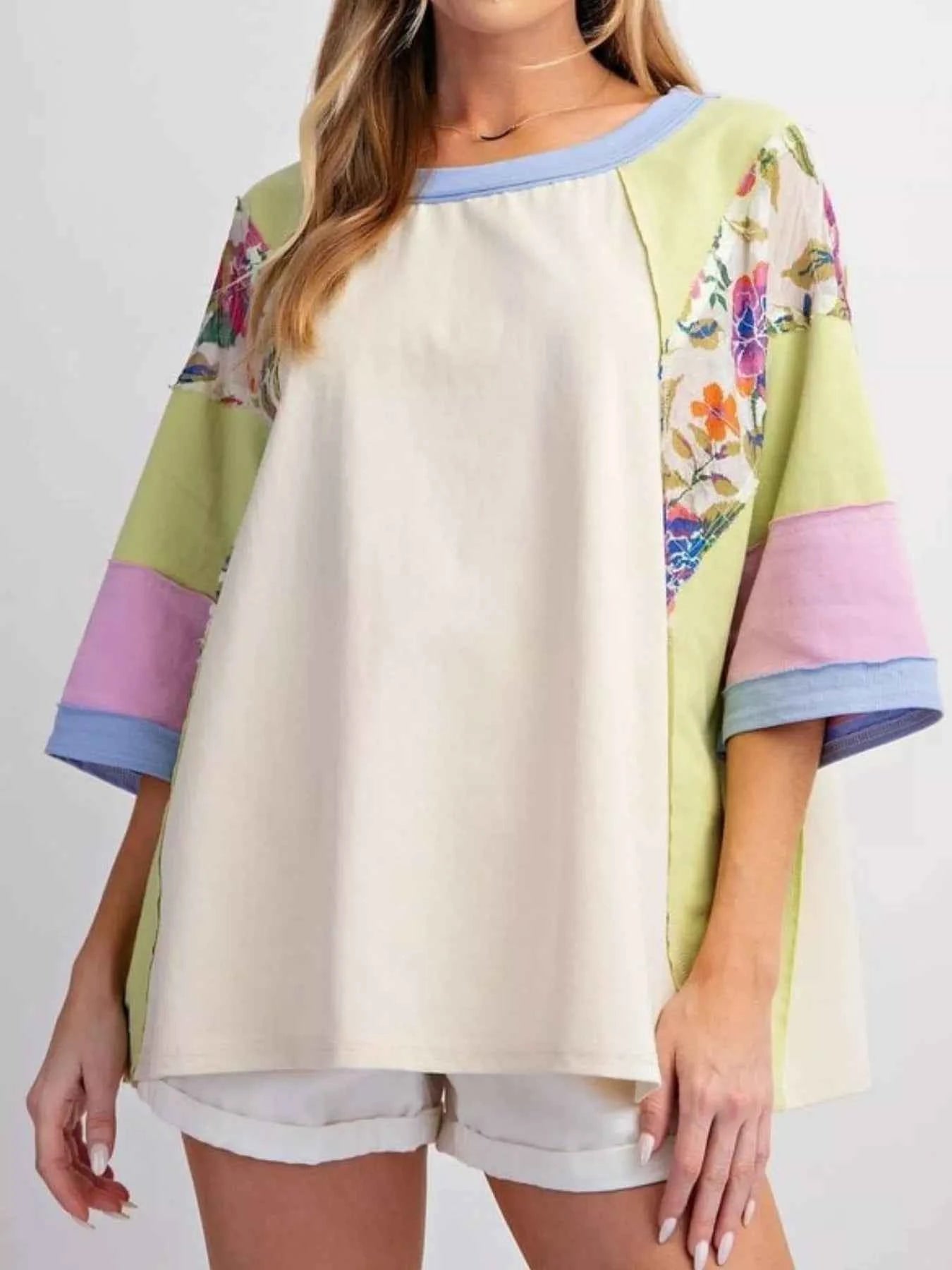 Striped Floral Long Sleeve T-Shirt Light Green 3613a22e-7252-43f5-8a75-9693cecd36d6-Max-Origin