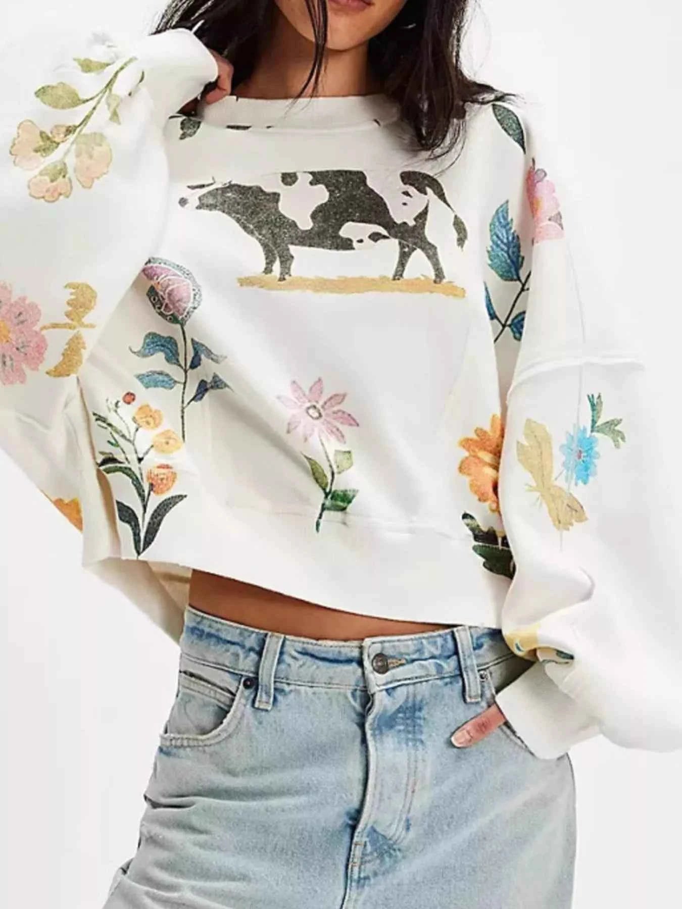 Printed Round Neck Dropped Shoulder Sweatshirt 373c446c-85c0-489f-a0a7-ac68ae5fbc77-Max-Origin