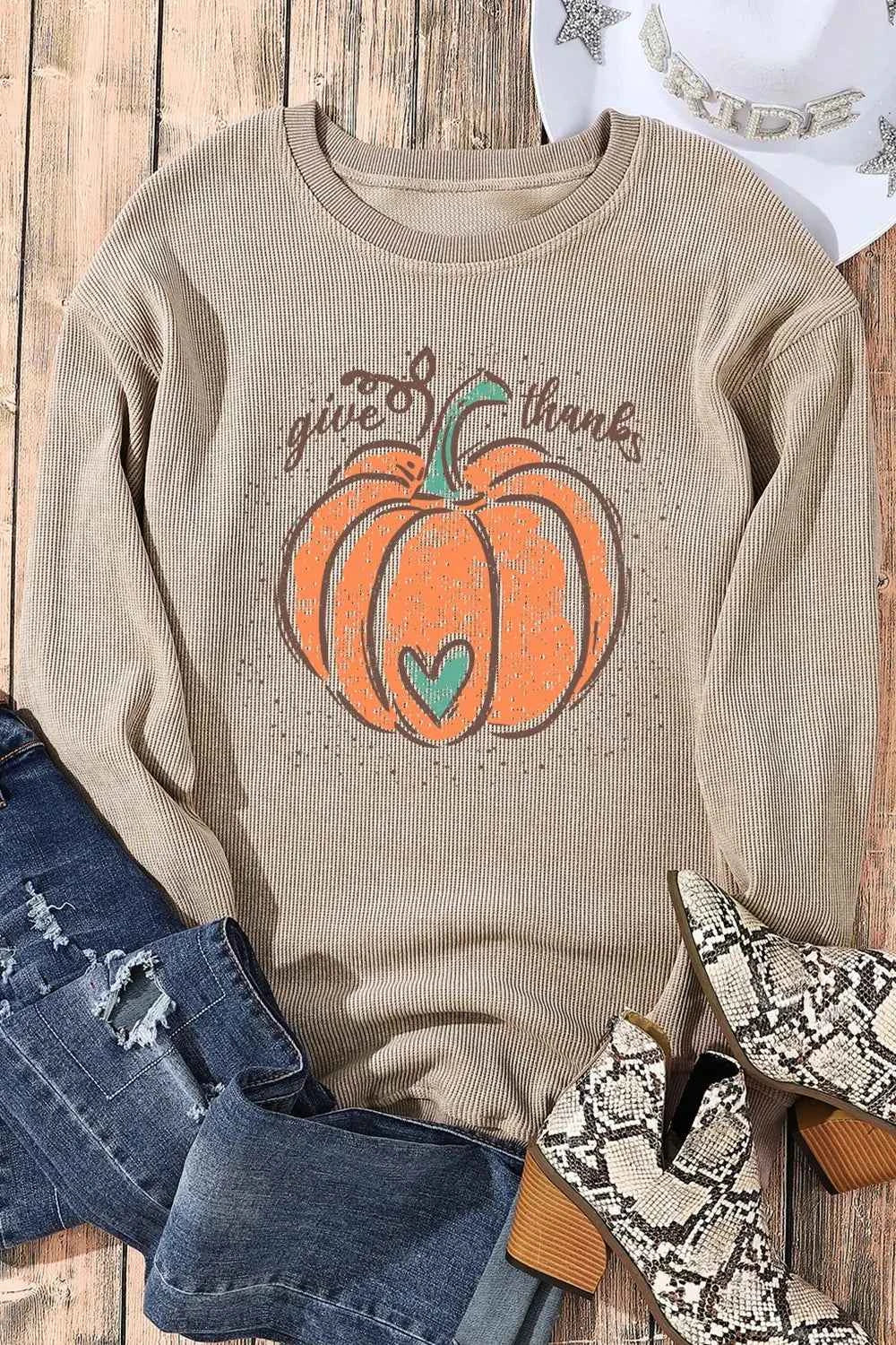 Pumpkin Graphic Round Neck Long Sleeve Sweatshirt 3824f9594dd0420893d4a962576964bc-Max