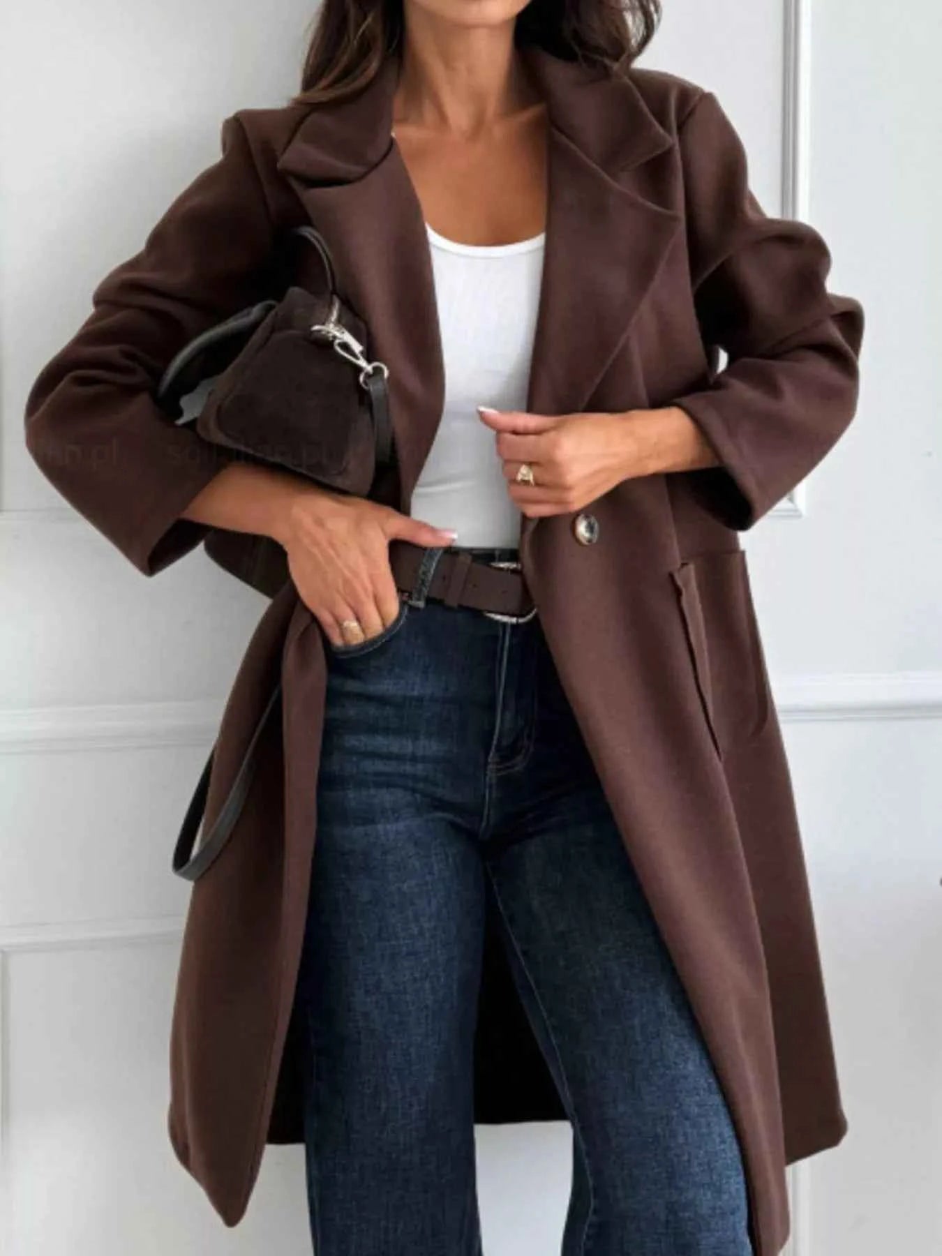 Long-Sleeve Single-Breasted Trench Coat Dark Brown 3912fcc9-0dd0-4c49-b314-71350dfe19f2-Max-Origin