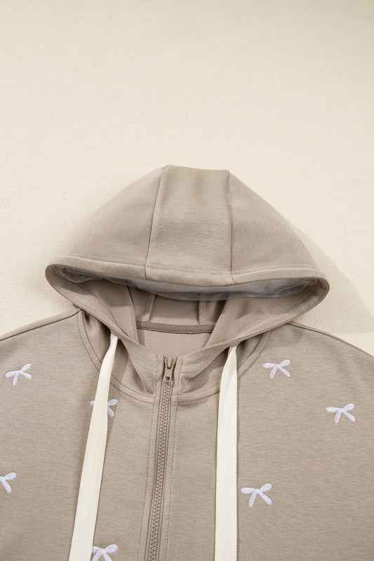 Bow Embroidered Zip-Up Hoodie 3e7b3811-db02-4d32-8c1e-5a76b9c55992