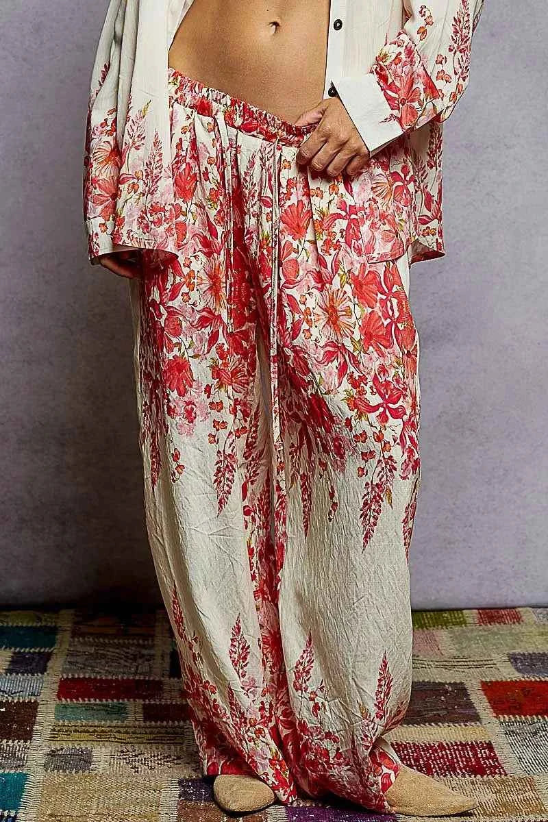 POL Floral Printed Woven Wide Leg Drawstring Pants IVORY PINK FLORAL 41074dc7-3af3-4ff3-aa1d-9650e4cf7e27-Max-Origin