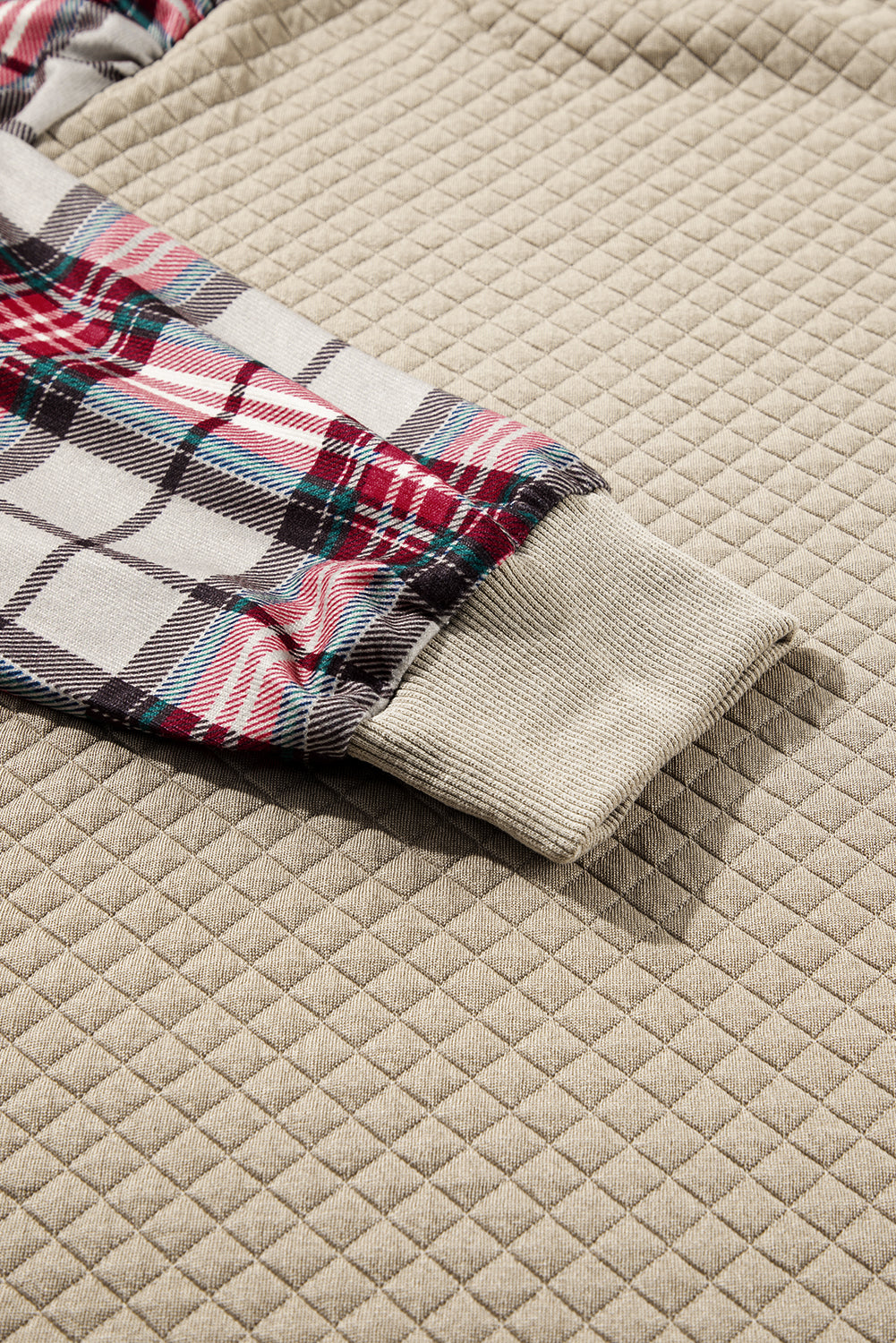 Apricot Plus Size Plaid Raglan Sleeve Crew Neck Sweatshirt 41a841edabd70a8b