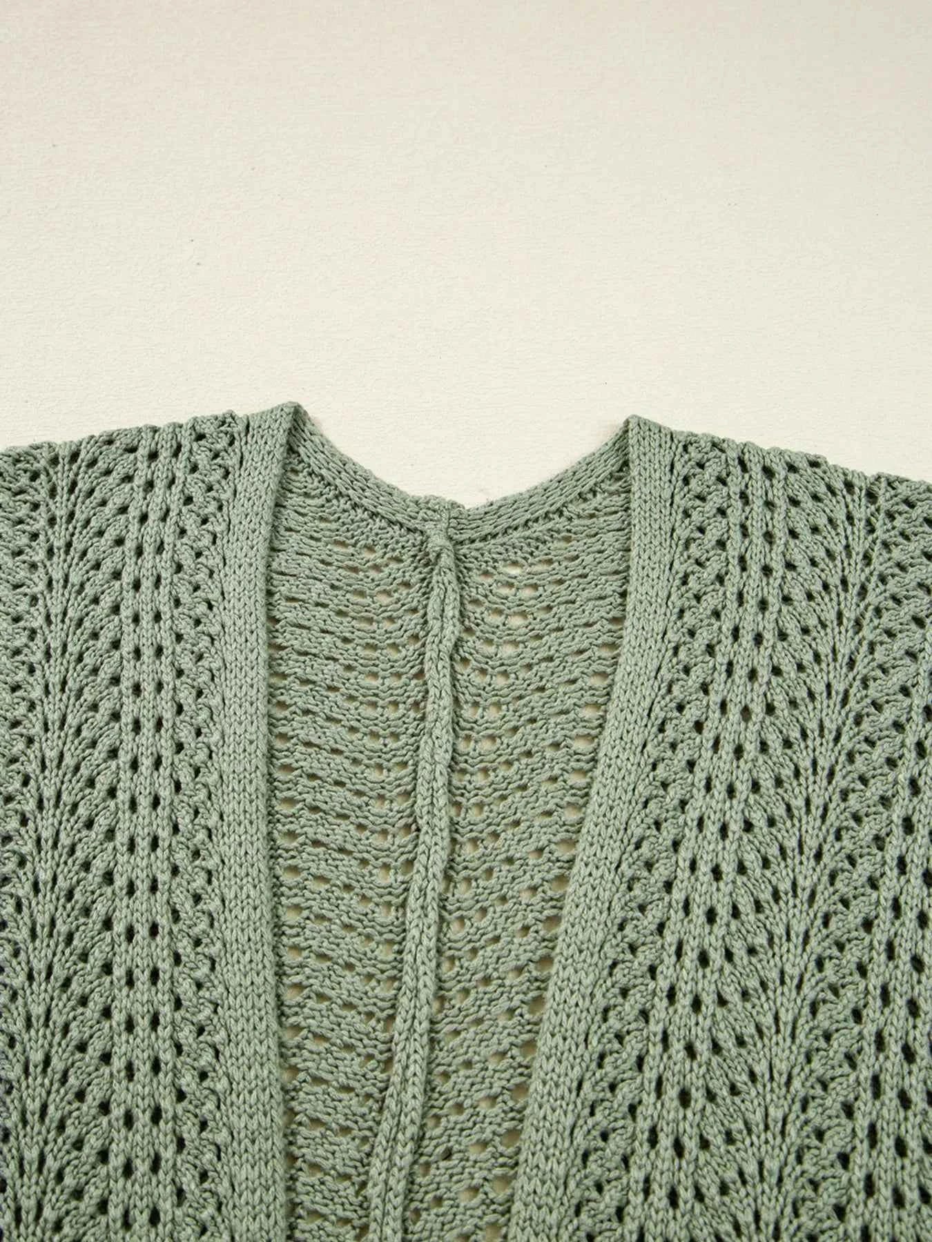 Scalloped Edge Eyelet Knit Batwing Sleeve Cardigan 429a693d332f4d389af2b54c55c2f3ea-Max-Origin