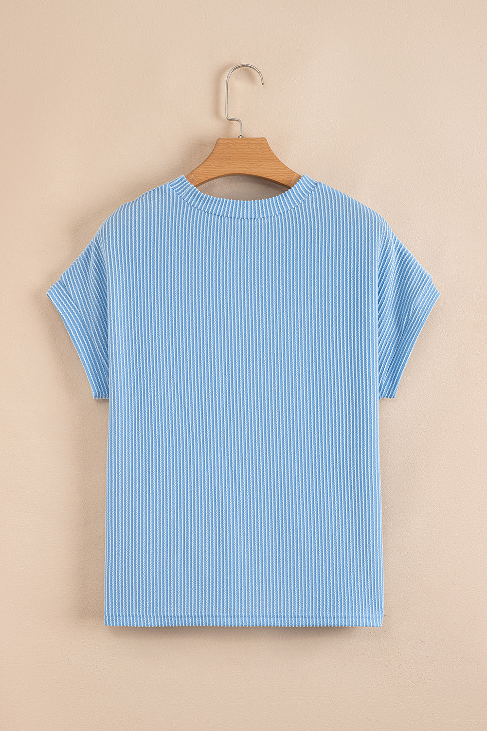 Pink Corded Colorblock Pocket Crew Neck T Shirt 44a9c3236c3a3cbc