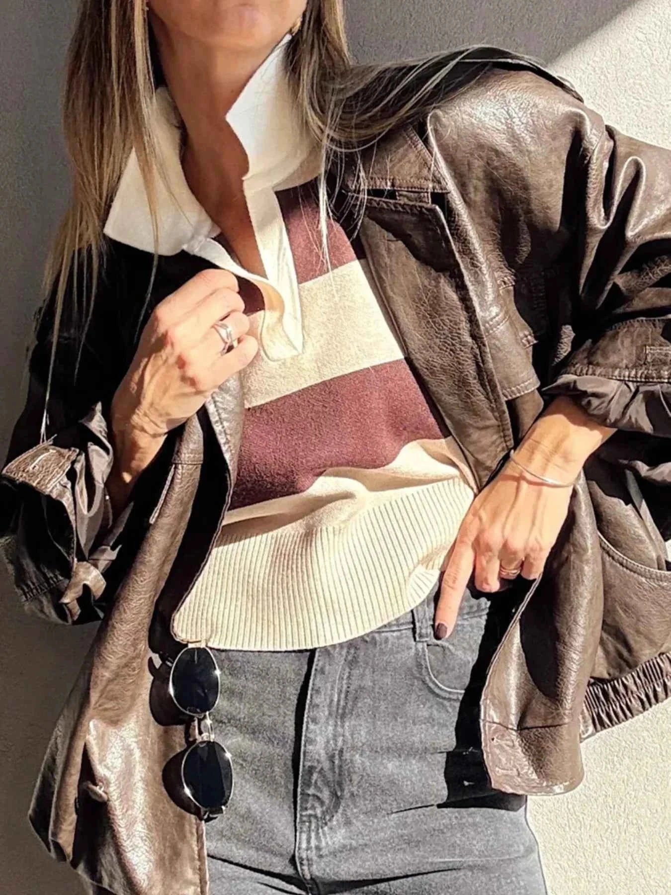 Color Block Long Sleeve Knit Top 47e12ba2874a4bbf868525350cb357a1-Max-Origin