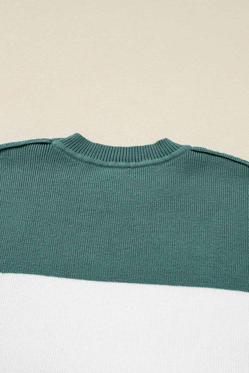 Green Colorblock Ribbed Knit Baggy Sweater 4886762bb3f21ece