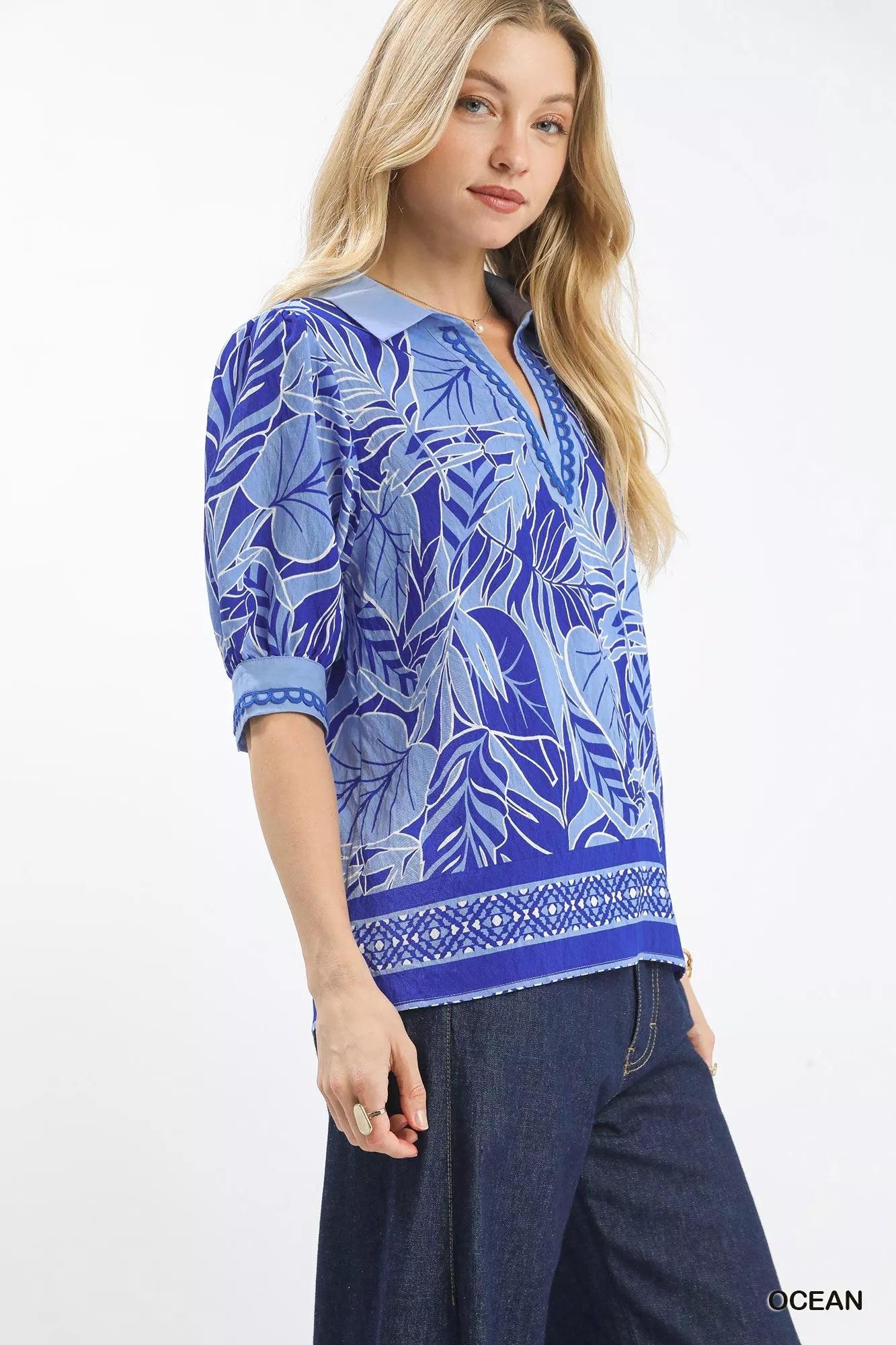 Umgee Tropical Print Puff Sleeve Blouse 4a7bbf54-9461-475e-8f74-7832fed0885f-Max-Origin