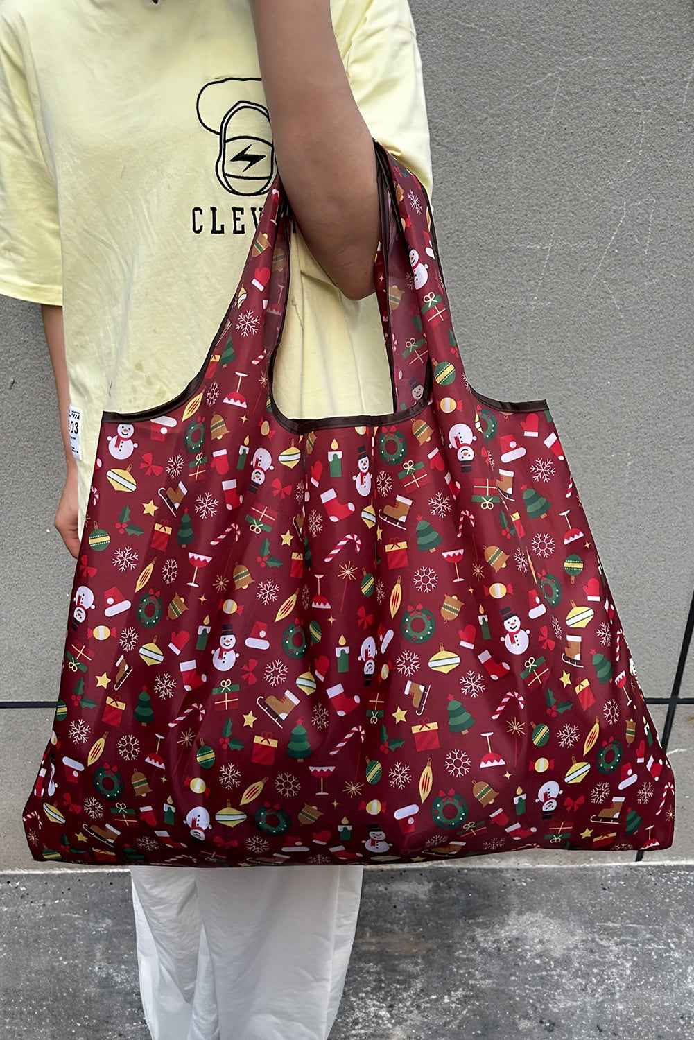 Fiery Red Cartoon Snowman Gift Graphic Large Tote Bag