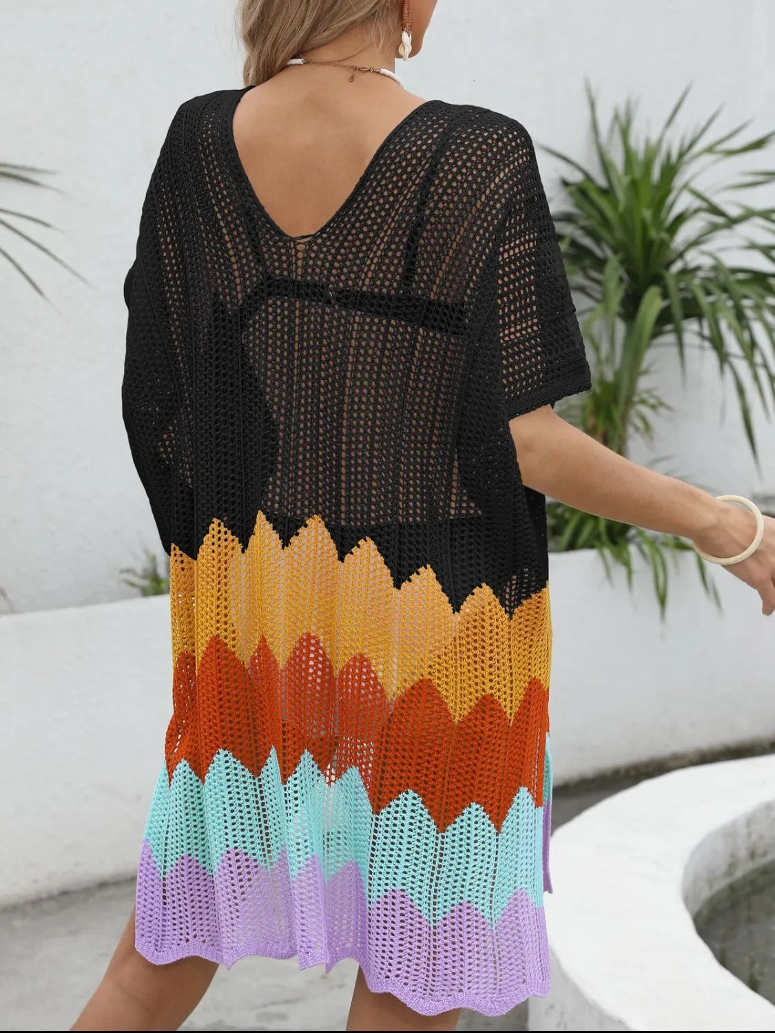 Openwork V-Neck Half Sleeve Cover-Up 4d36e1bc-e26f-4565-879f-da912fbf98fc-Max-Origin