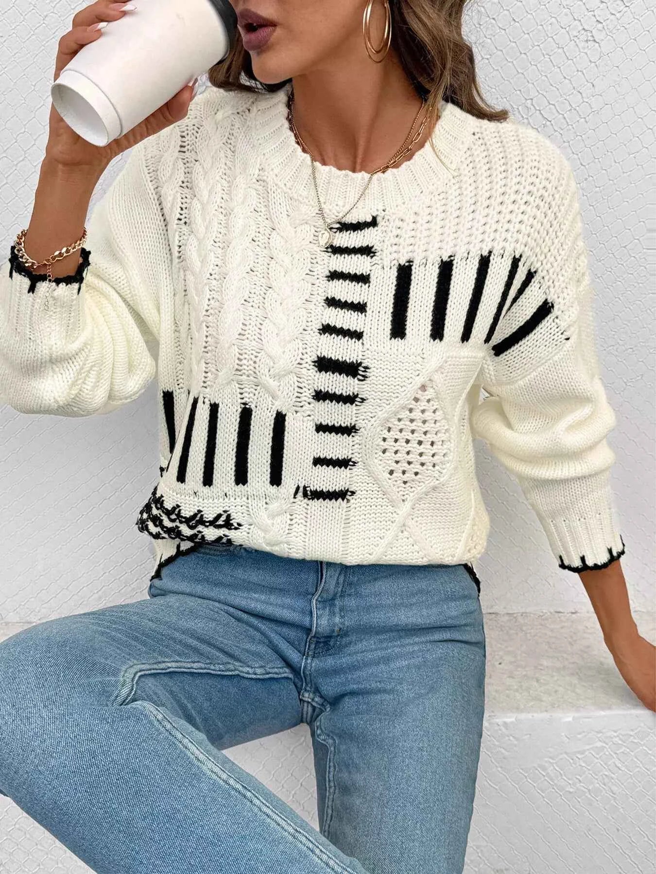 Cable Knit Round Neck Sweater 4edb4bd9d4aa4a61bf28d16634e11ba5-Max-Origin