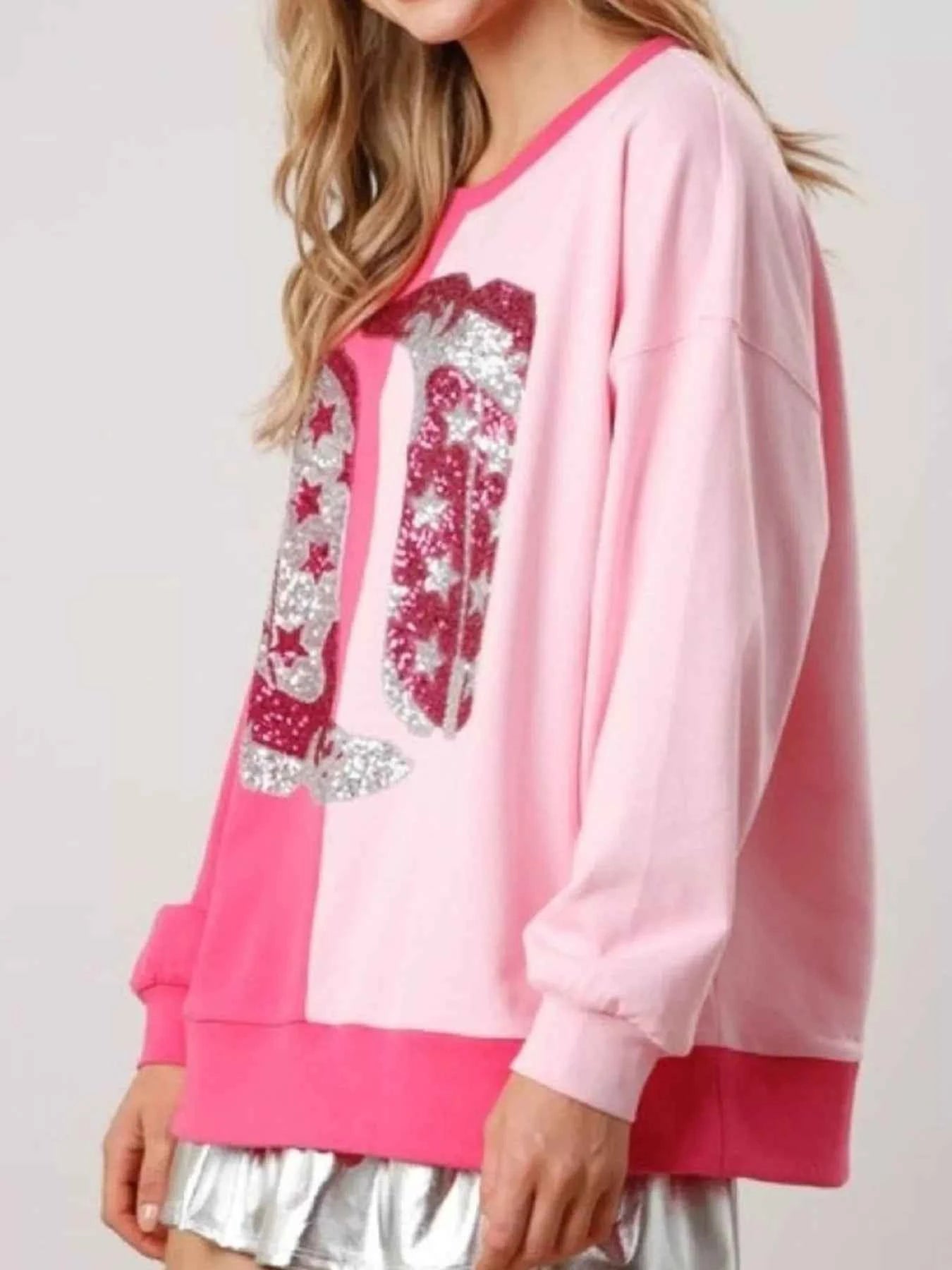 Sequin Boots Color Block Sweatshirt 51cf3fd1-ab09-40e9-a1c7-699c52f0eae4-Max-Origin