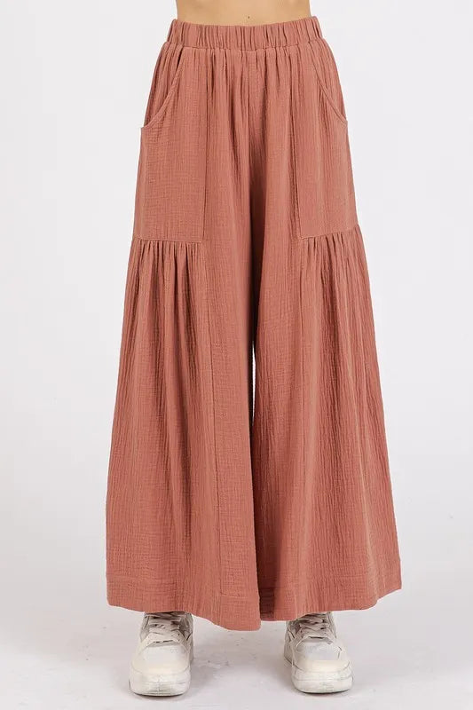 Mittoshop Gauze Elastic Waist Pleated Wide Leg Pants 52cf2a36-bc94-4a6a-84a1-b660eee6d7d6-Max