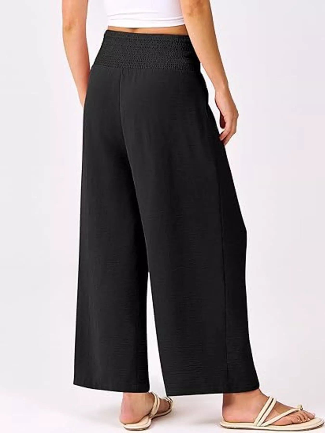 Wide Leg Smocked High Waist Pants 52cf7f7e9c844cdfabc3195f240ab58a-Max-Origin