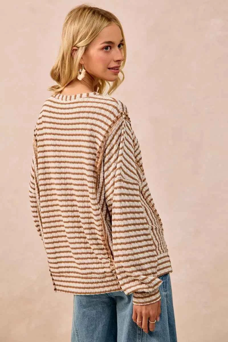 BiBi Open Seam Detail Textured Stripe Knit Top 550546e4e4e94bb39b7fffe0e01ec14c-Max-Origin