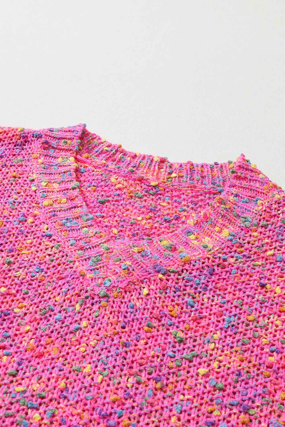 Hot Pink Mixed Color Chunky Knit Sweater 551826fc2043d559