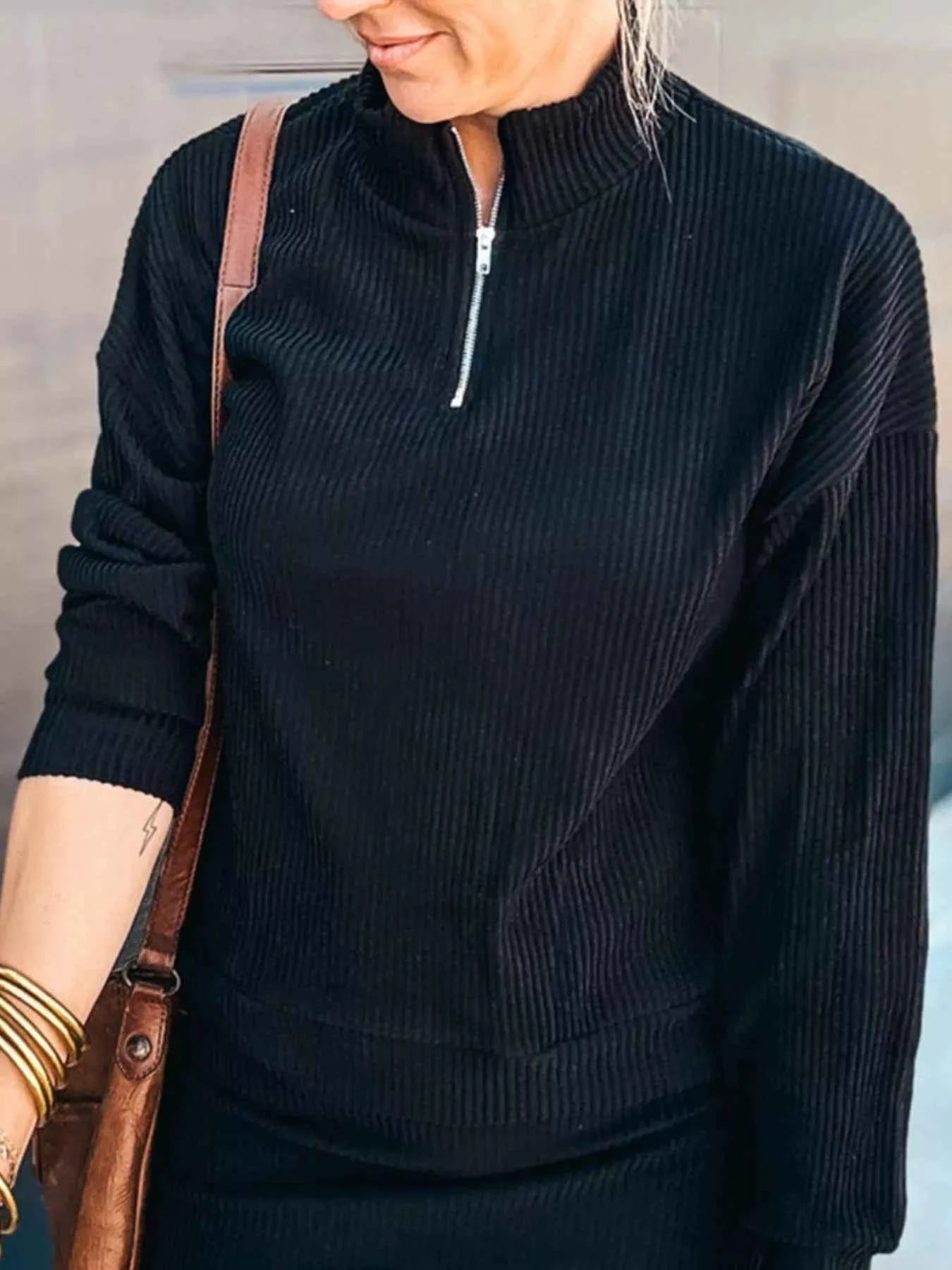 Ribbed Knit Quarter-Zip Top and Skirt Set 55477ba1-e1cf-4880-9d79-1e5b101ffe7c-Max-Origin