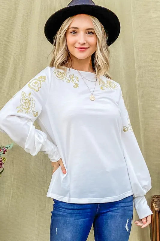 And The Why Flower Gold Embroidery Shoulder Detailed Top 55b6c0d8213345aaba7e431984e6c1b3-Max-Origin