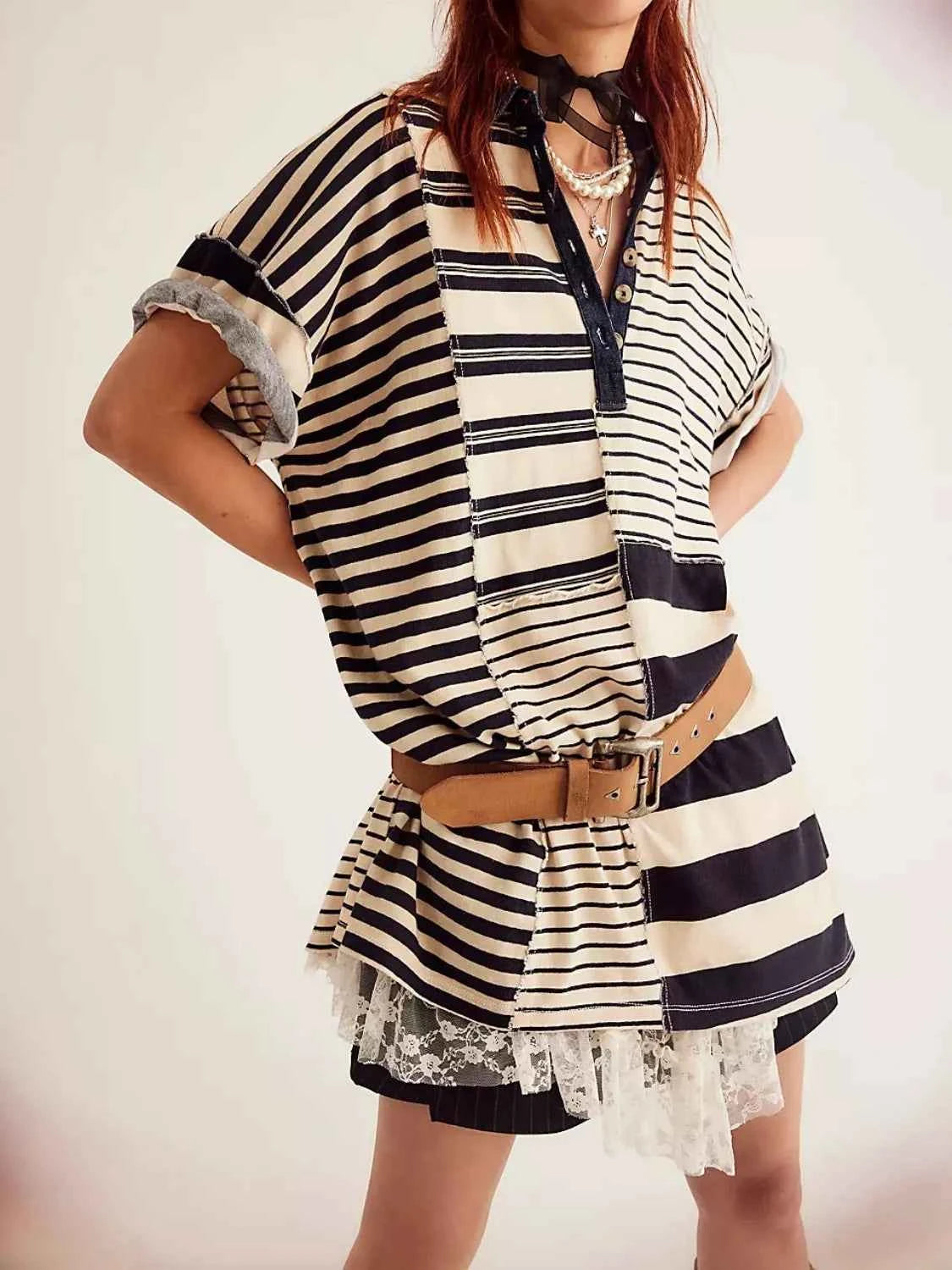Striped Oversized Half Button Shirt Dress 57f4d160-dcd8-46e7-87cf-71869fdf00f9-Max-Origin