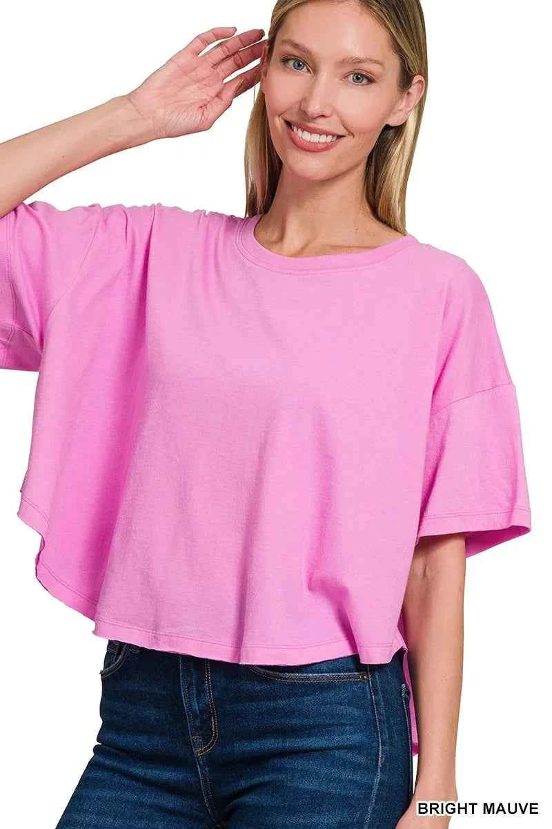 Zenana Cotton Round Neck Short Sleeve T-Shirt BRIGHT MAUVE 58c7a527956b4acbbd51d7589b27af75-Max-Origin