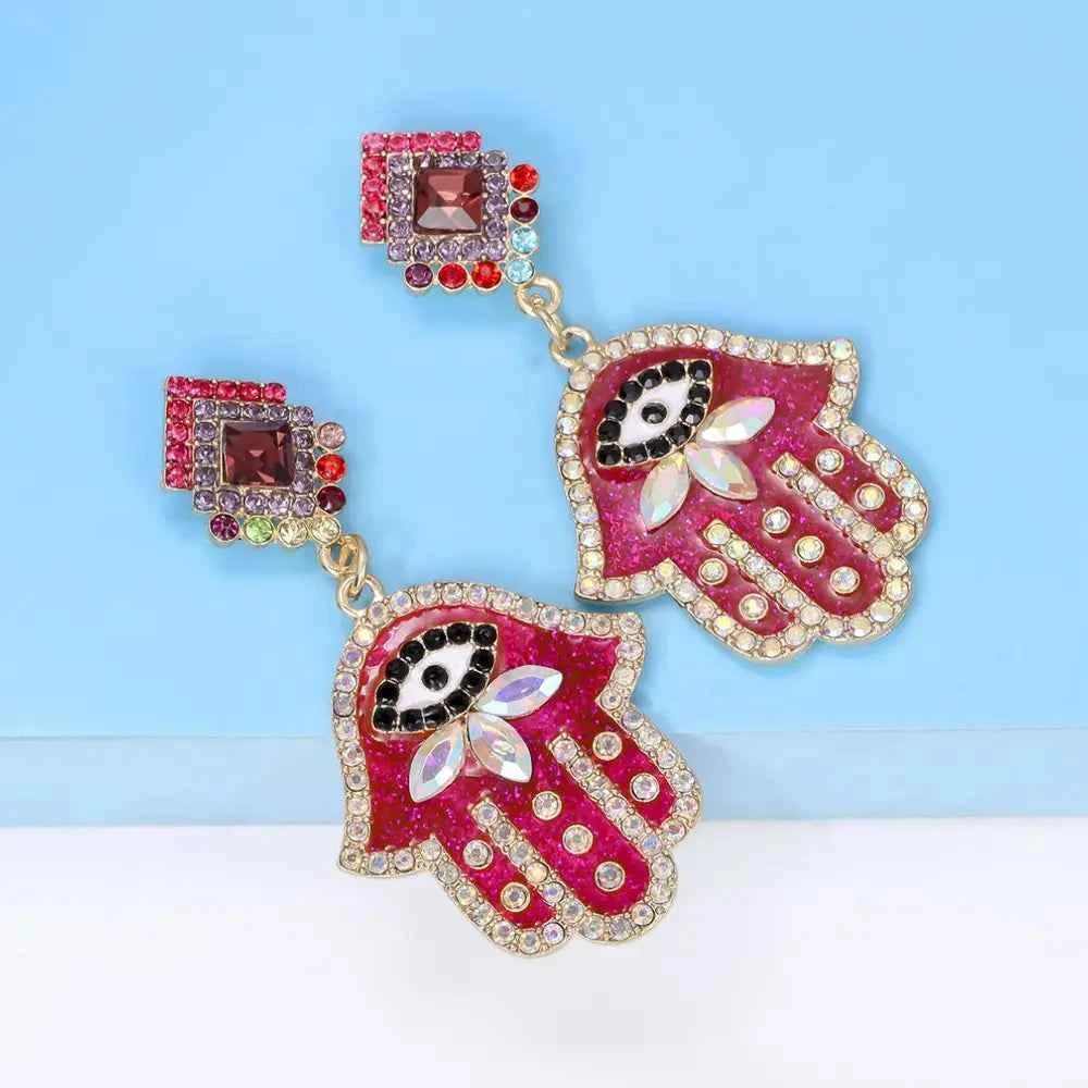 Alloy & Rhinestone Earrings Deep Red One Size 595a556f432f4d879ce23763451f4da3-Max