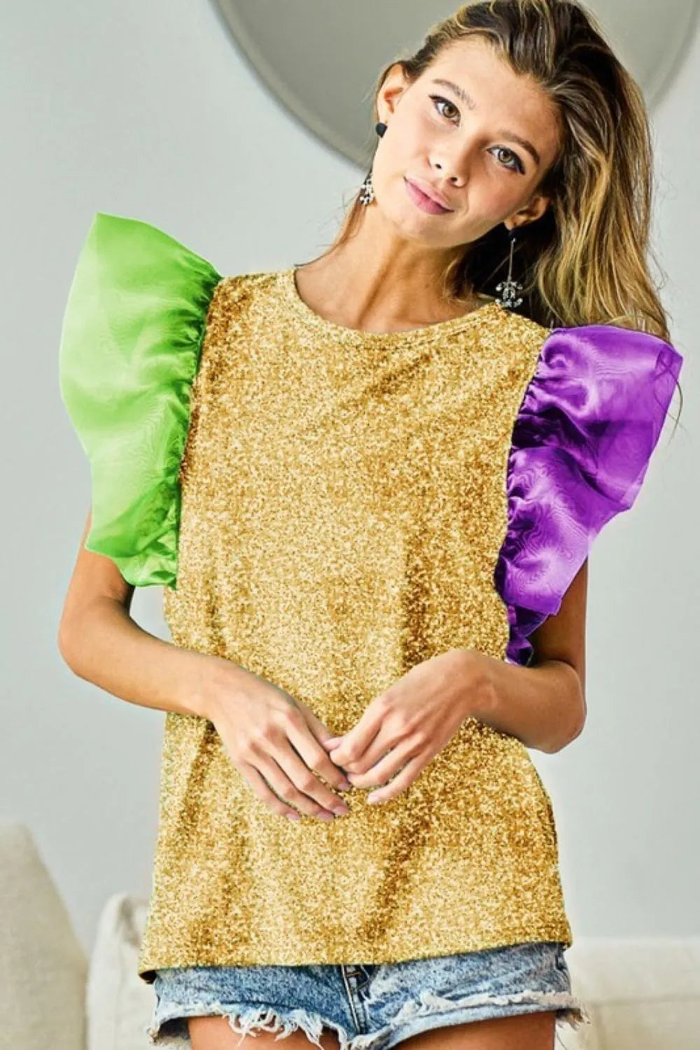 BiBi Mardi Gras Color Block Organza Sleeve Sequin Top MUSTARD 5d5beb23-9770-4f36-a870-f4593c4f80d7-Max-Origin