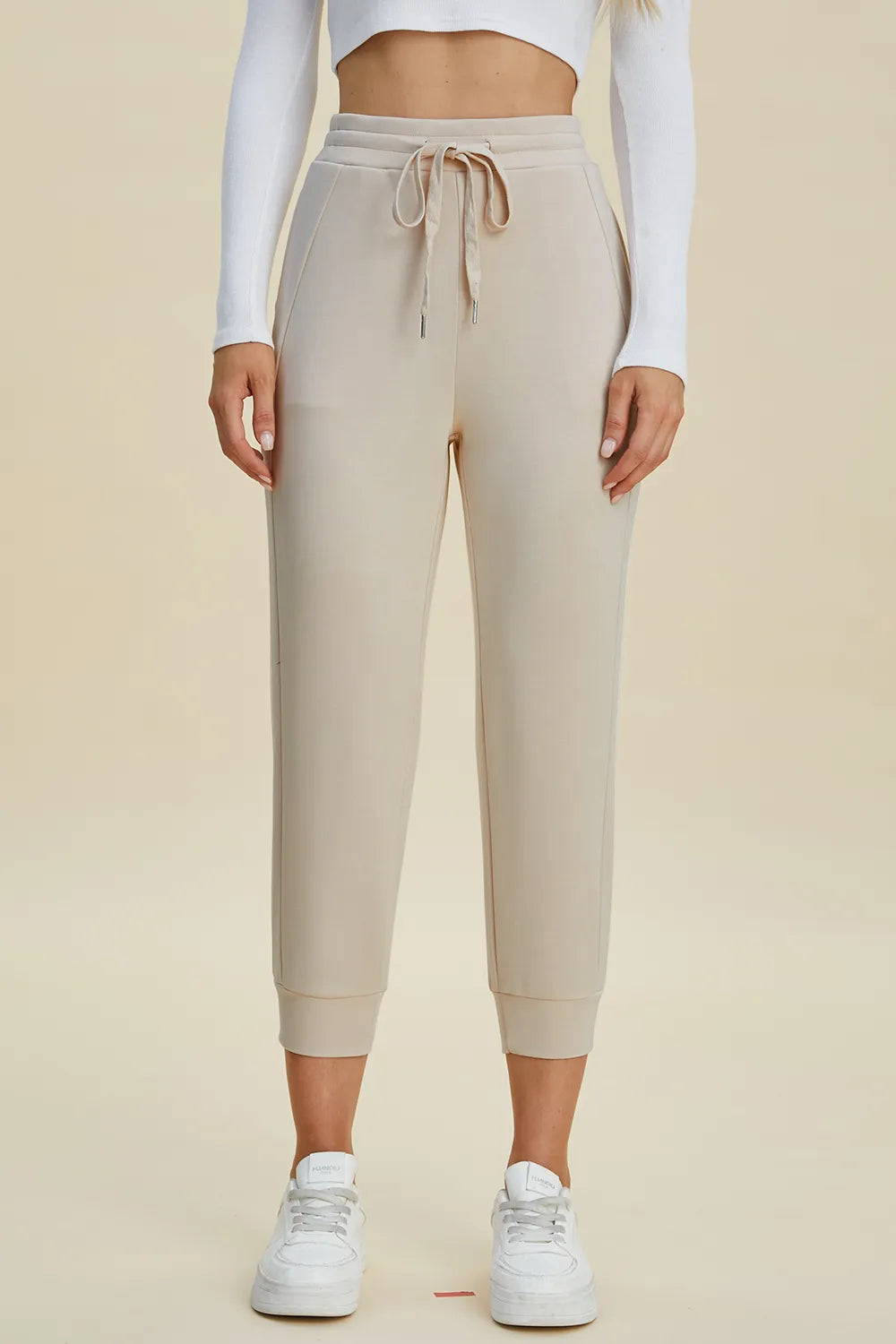 Basic Bae Full Size Air Scuba Drawstring High Waist Cropped Pants Beige 5e11c29b-50d4-45bf-bea0-edd97b6b38a1-Max