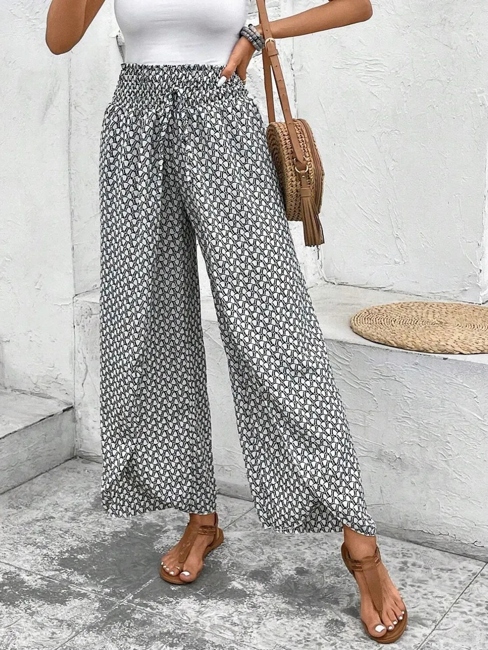 Tied Printed Wide Leg Pants 61480344-f11a-4705-b5ca-08e9605beb58-Max
