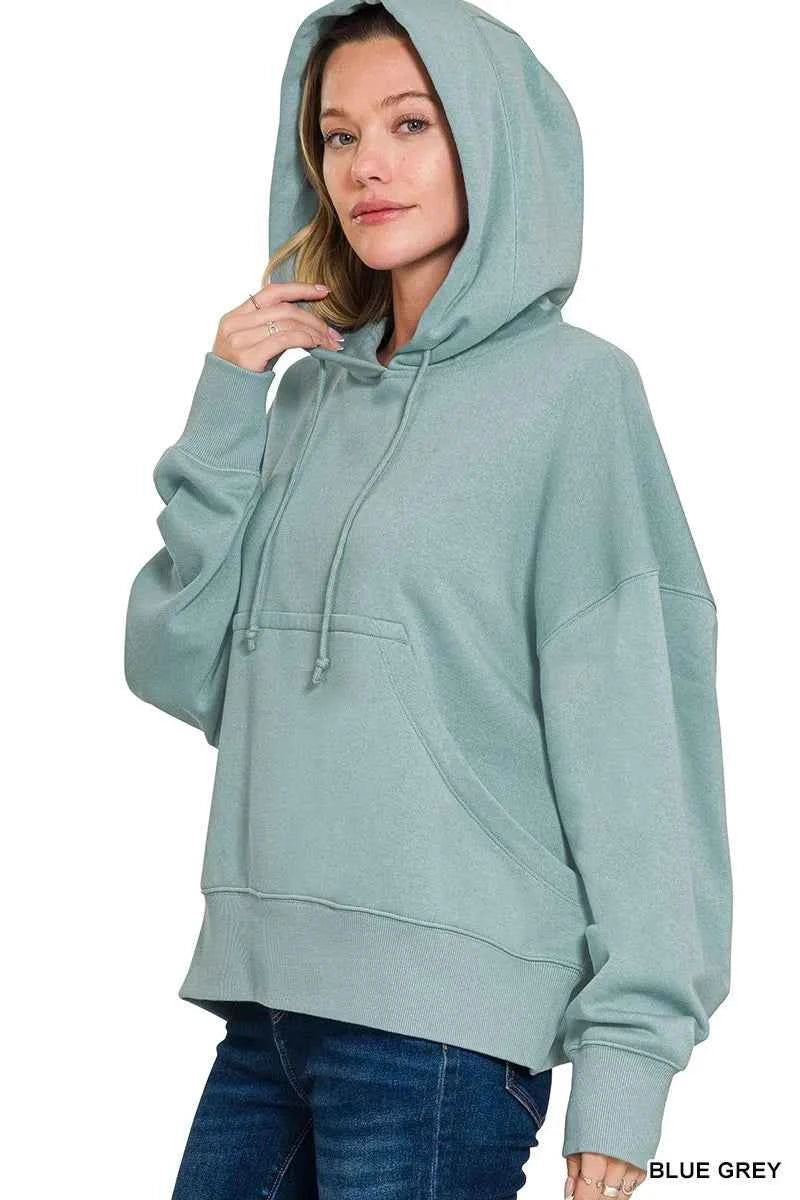 Zenana Oversized Fleece Kangaroo Pocket Hoodie