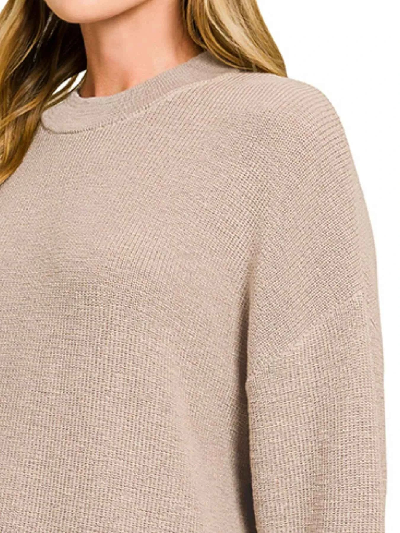 Zenana Round Neck Knit Top and Shorts Sweater Set 64af5665-9a76-4f44-b624-12bb3063d346-Max-Origin