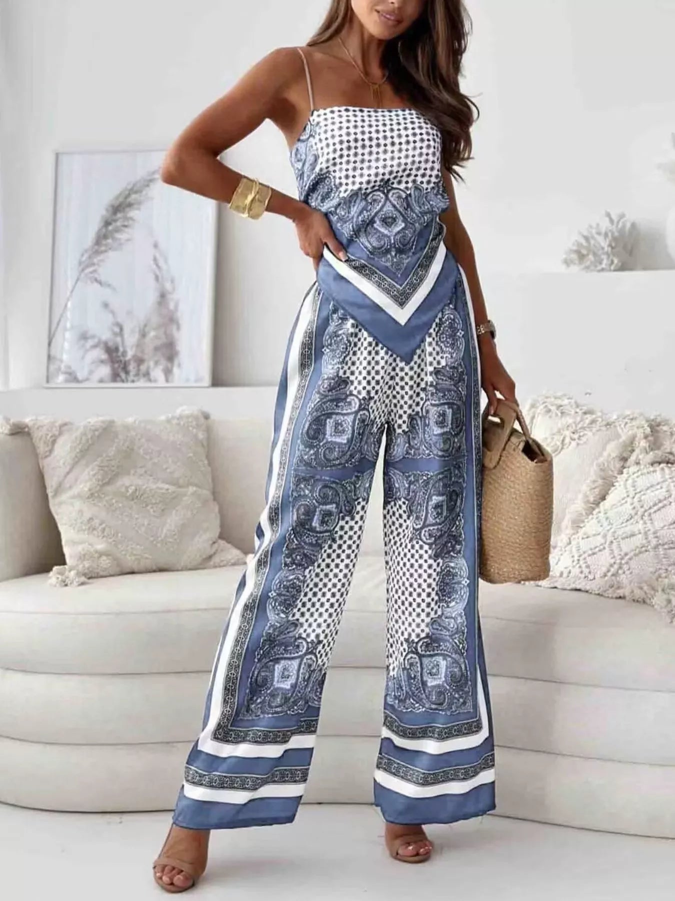 Tie Back Printed Cami and Pants Set Sky Blue 659fc36b-e59b-4f19-8eeb-5385f669e0fc-Max-Origin