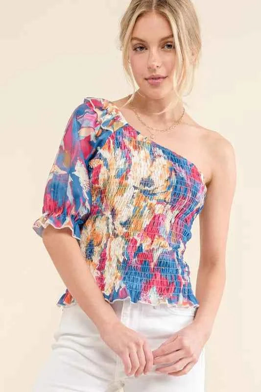 And The Why Allover Floral Print Smocked One Shoulder Blouse 680930f5a32242c7913ca58c06cab977-Max-Origin