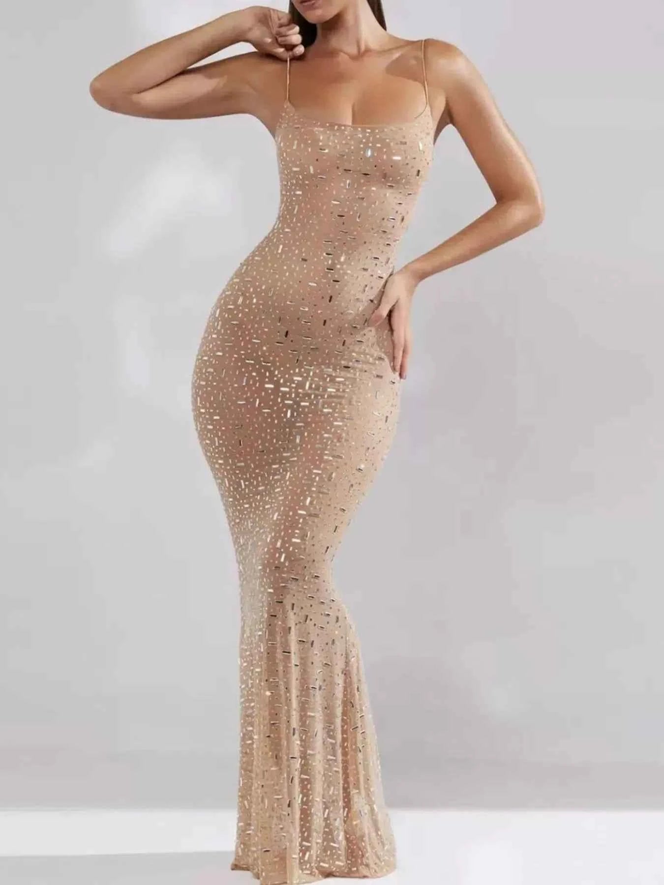 Rhinestone Spaghetti Strap Maxi Dress Beige 6bcffe0e-851f-4129-9cfa-f509c28eaf4c-Max-Origin