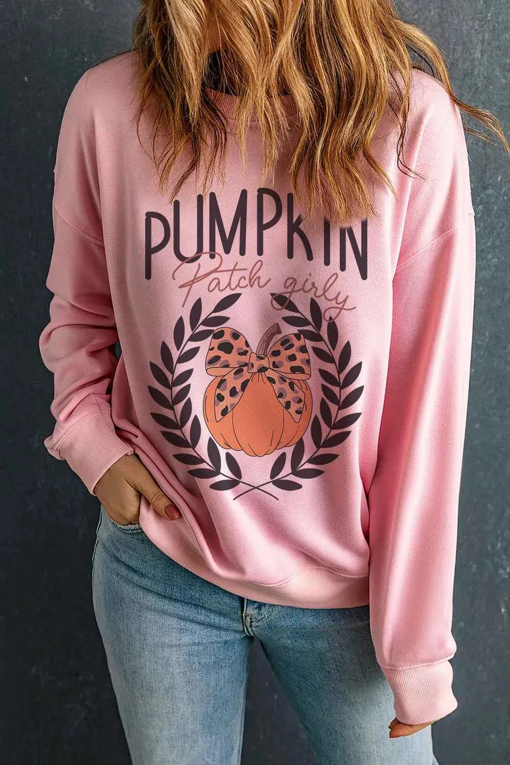Pumpkin Round Neck Long Sleeve Sweatshirt 6c0d4ed6-1892-4dc8-822c-f3a892abaf22-Max