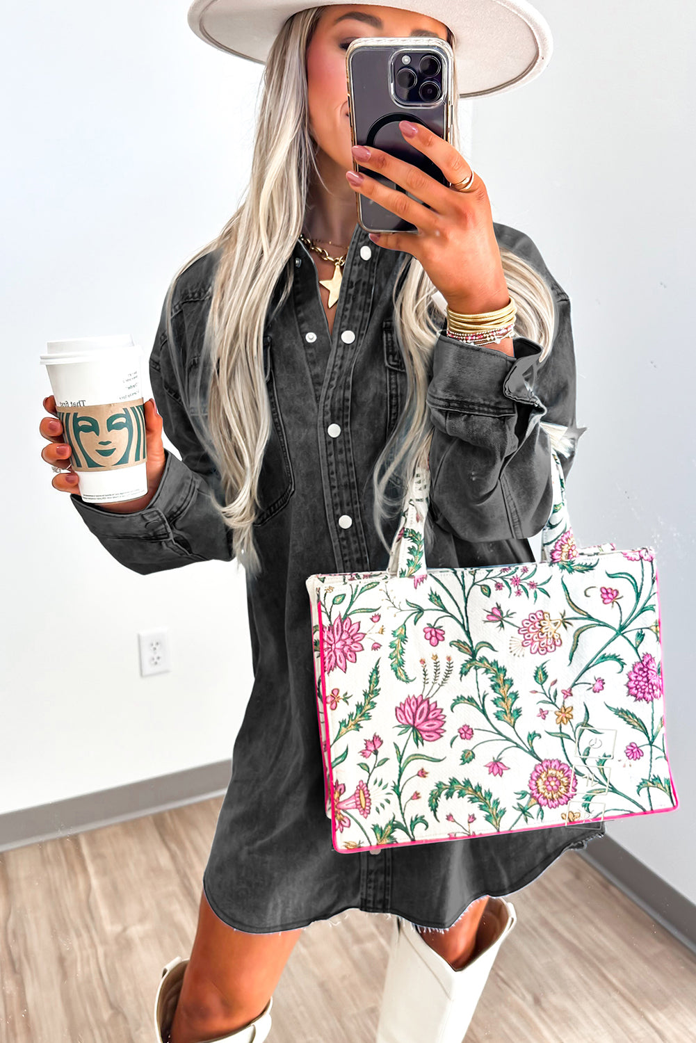 Beau Blue Chest Pocket Raw Hem Denim Loose Shirt Dress 6ee73708cb8c8047