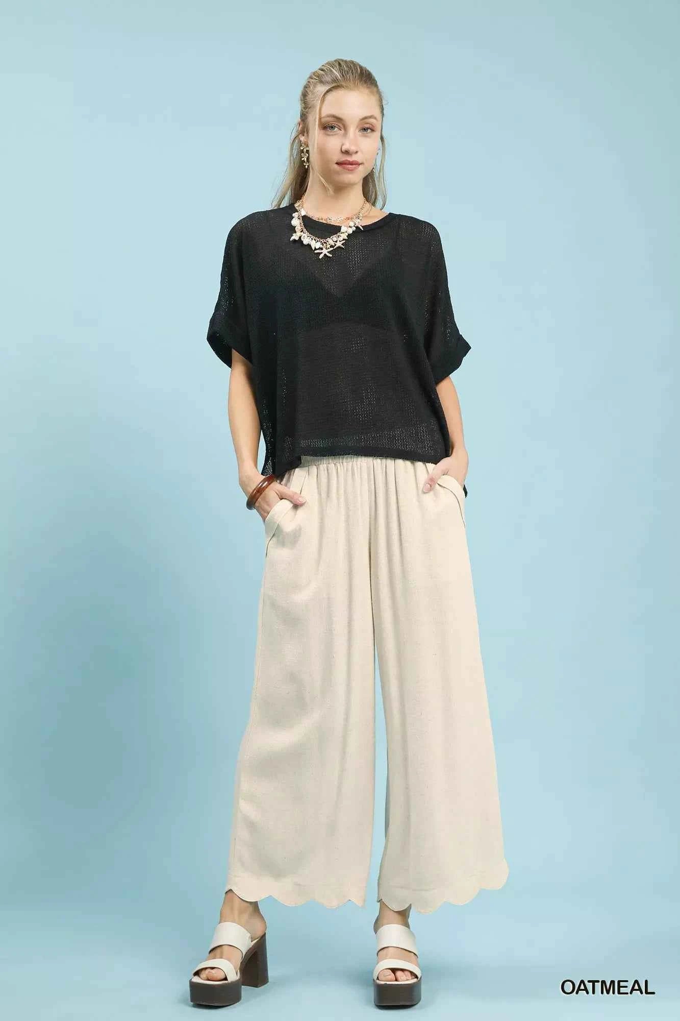 Umgee Linen Blend Scallop Hem Wide Leg Pants 70ea0d4d-06bb-4232-98b6-35c87e6d31c4-Max-Origin