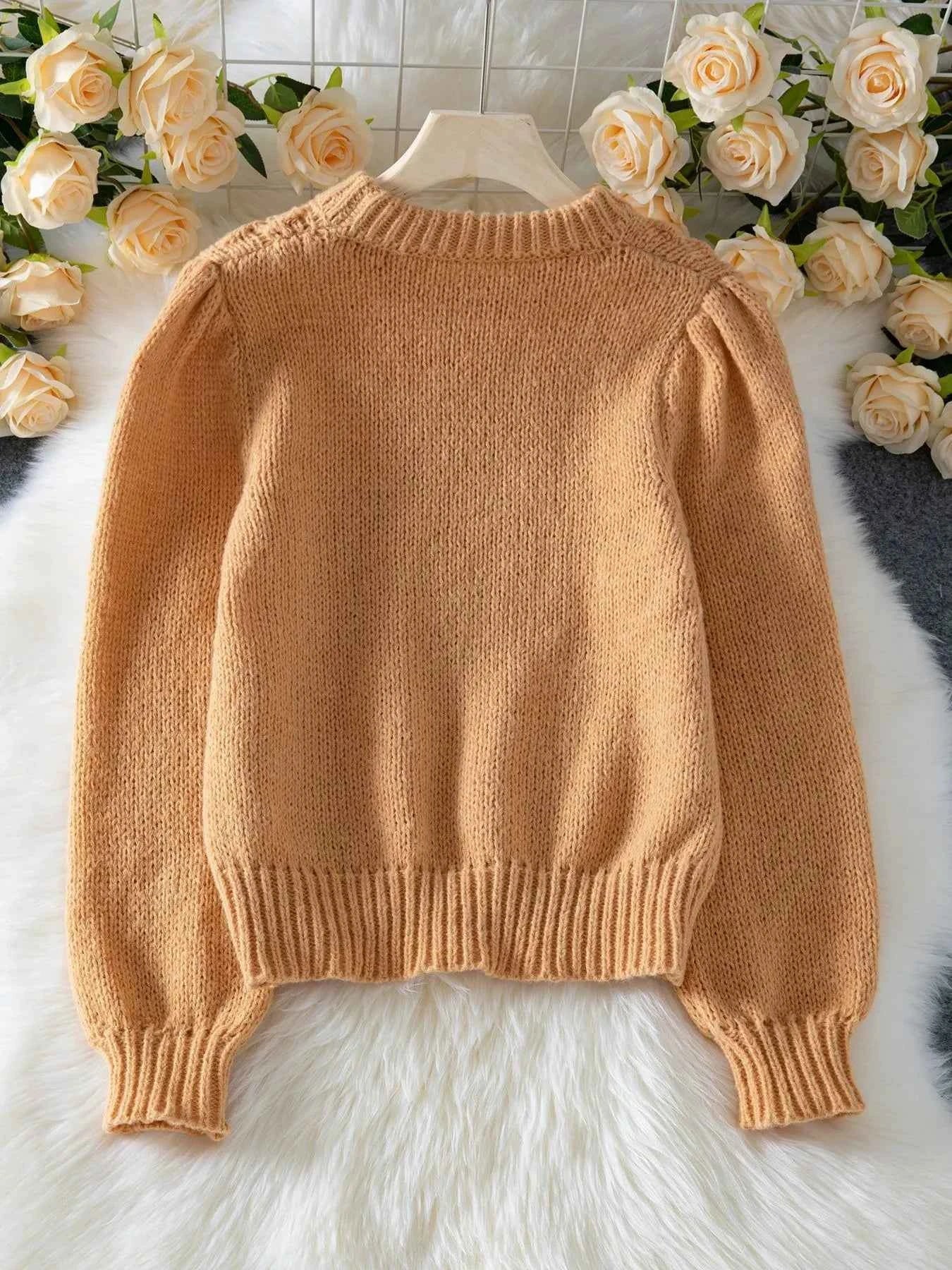 Textured Knit Round Neck Long Sleeve Sweater 723d2364-325f-4e84-83b8-774e7a61c2a9-Max-Origin