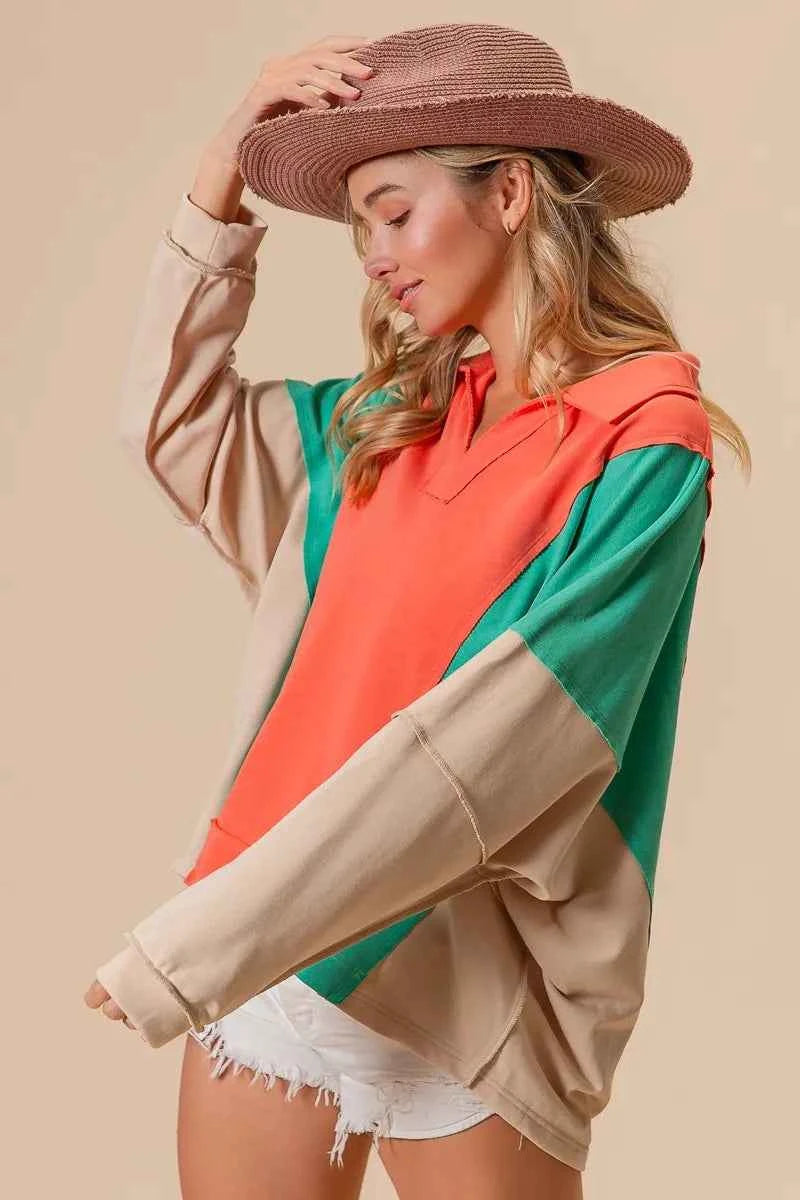 BiBi Colorblock Exposed Seam French Terry Sweatshirt 725f4380444f4975b19b80ecbd742854-Max-Origin