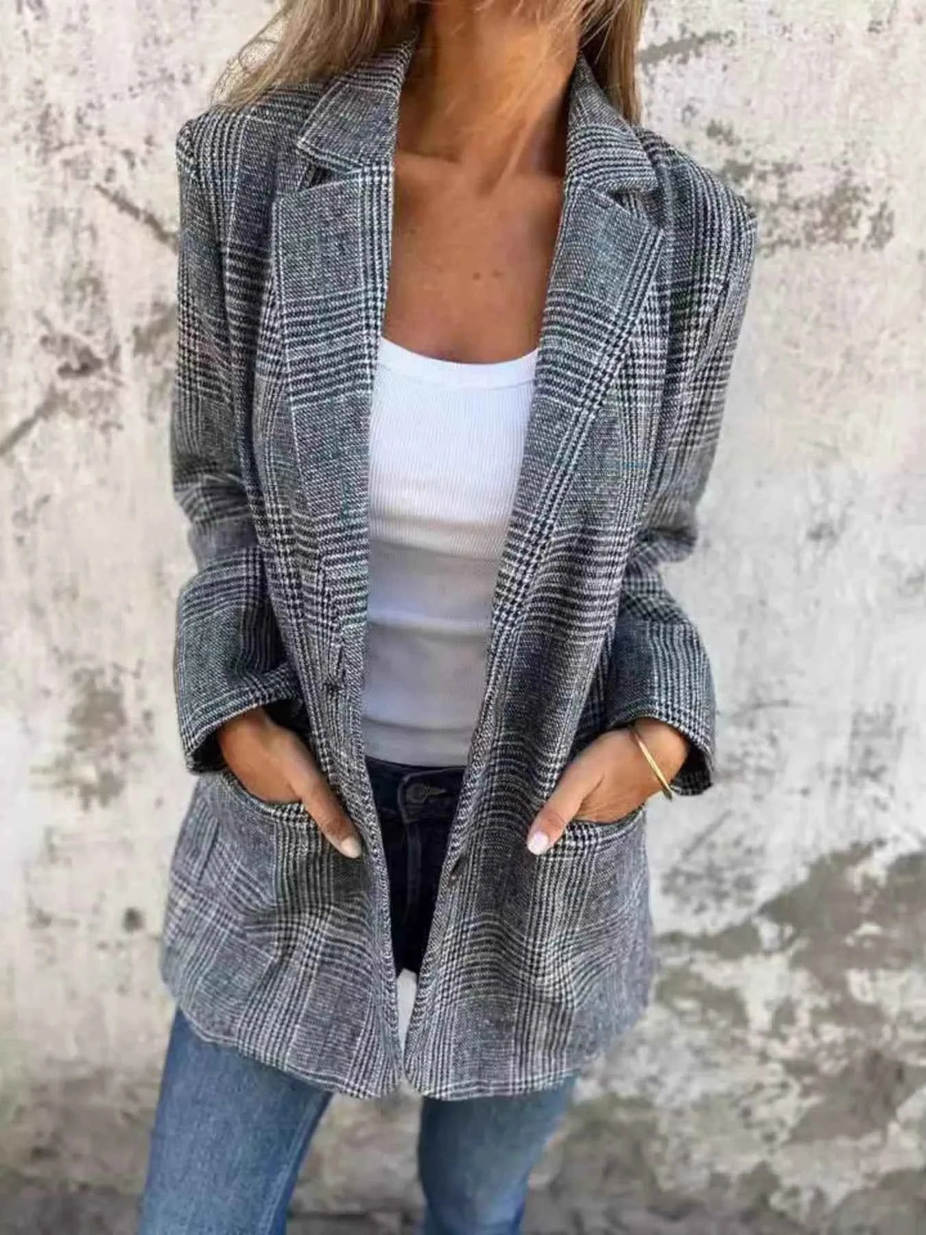 Full Size Plaid Single-Breasted Long Sleeve Blazer Plus Size 748cc7be358a4313896bd5b889b27653-Max-Origin