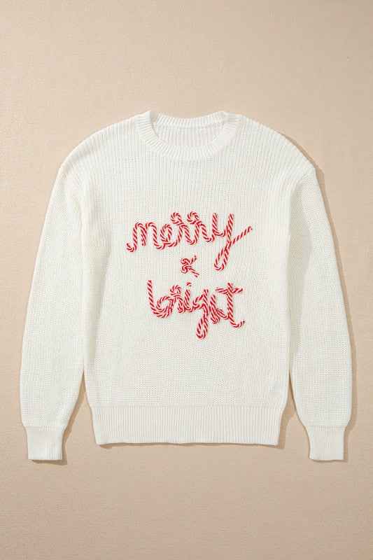 Christmas Stripe Merry & Bright Long Sleeve Sweate 76b82d58-3c35-48e4-809f-593efdee4ee1