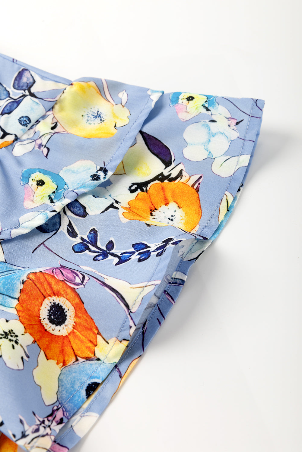 Pink Flutter Sleeve Frill V Neck Floral Top 76dd96133b0e7e37