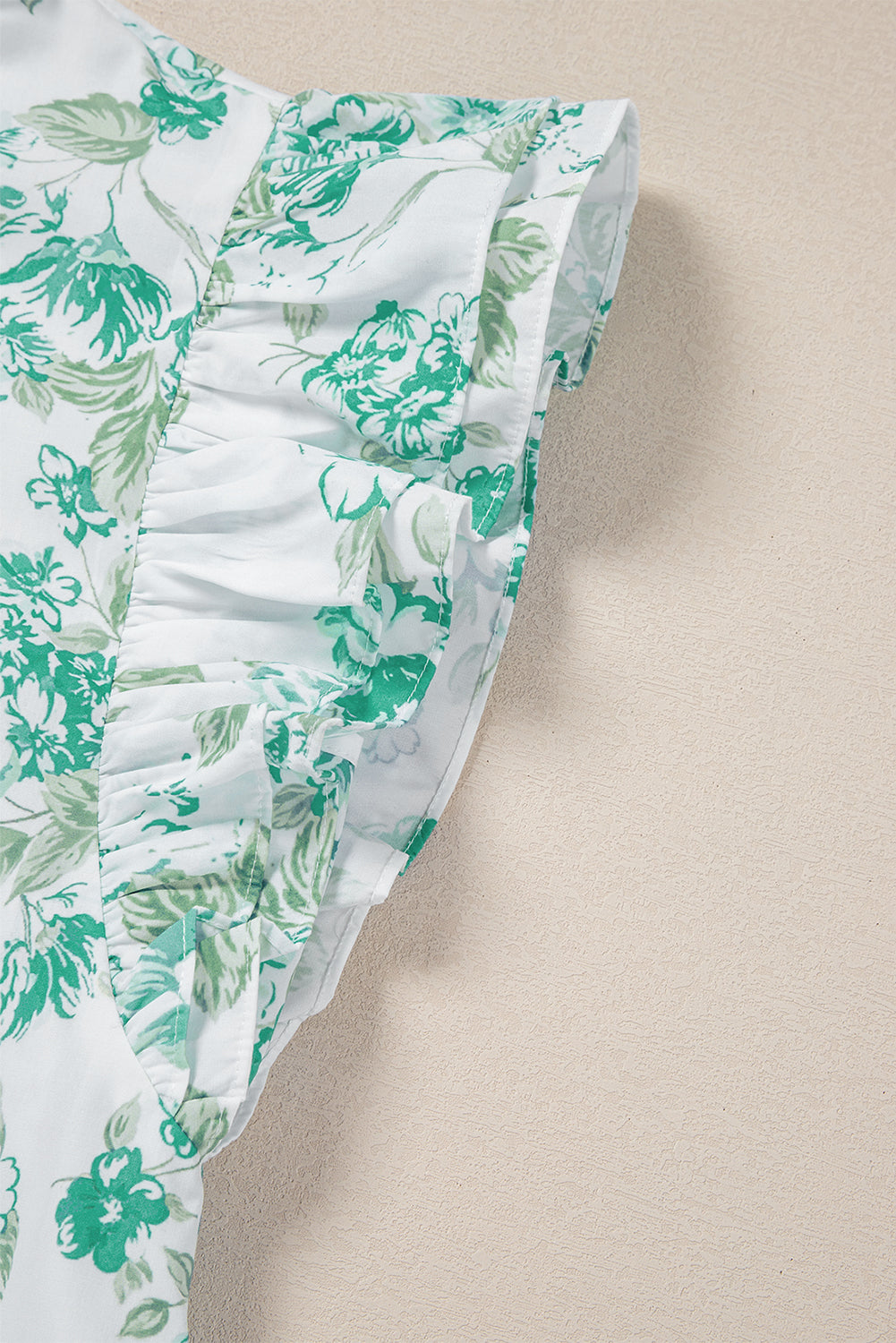 Sky Blue Floral Print Ruffle Sleeve Frill Shirt 7706195b3ac6db30