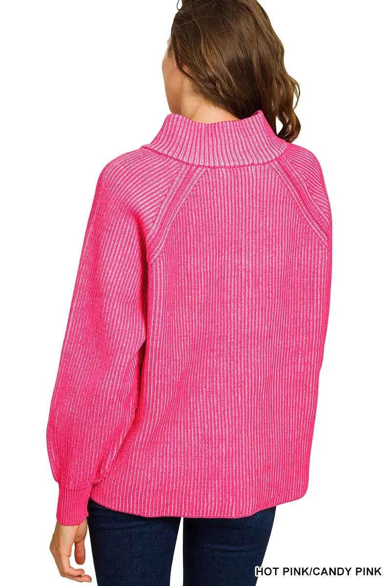 Zenana Ribbed Two Tone Half Zip Sweater 7722ca0c0970466b8f6843934d342139-Max-Origin