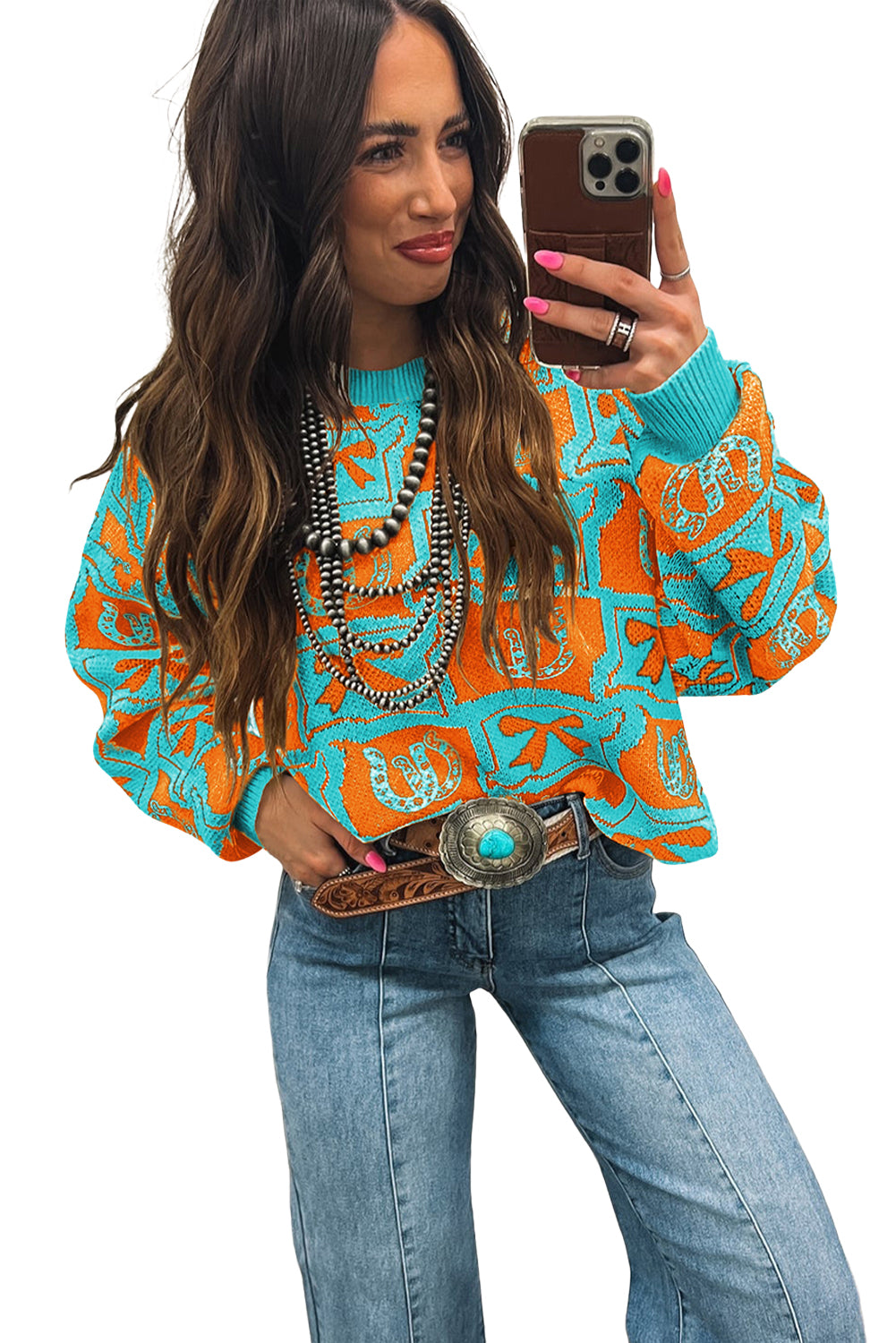 Pink Colorblock Bow Pattern Drop Sleeve Sweater 77d21449ce92c21a