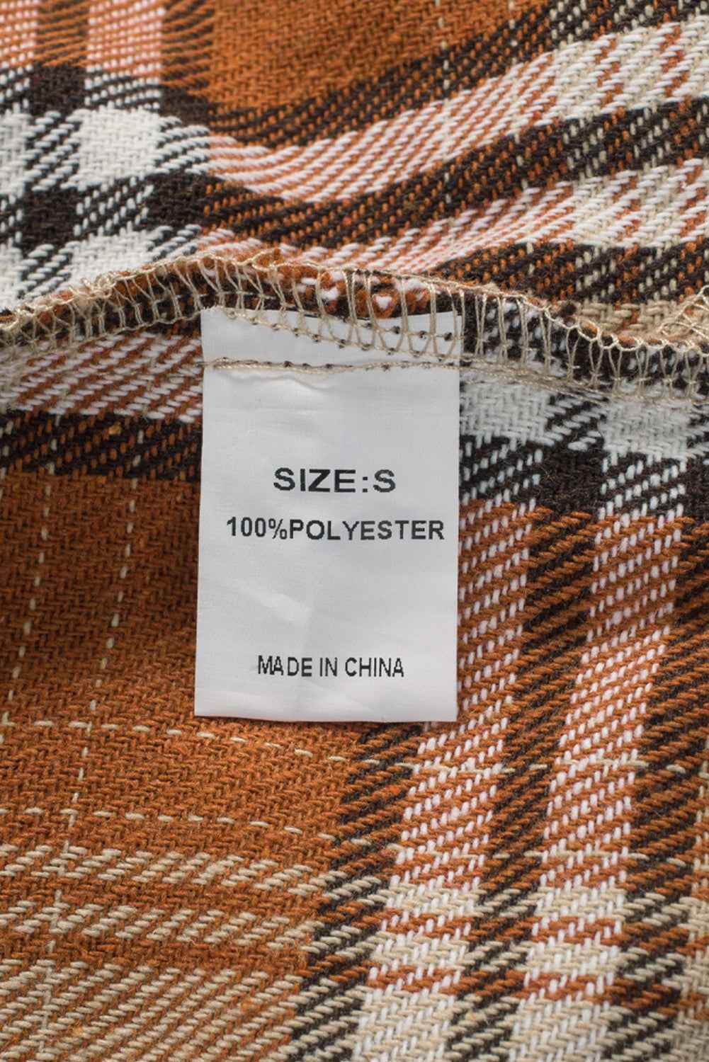 Orange Plaid Color Block Patchwork Pocket Shirt Shacket 7932c1c97a218586